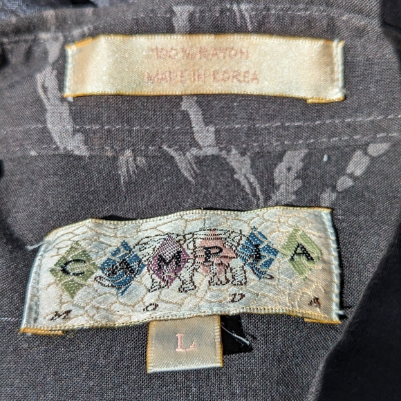 Men's Casual Button Down Short Sleeve Shirt Vintage size Large Palm Tree Pattern - Picture 3 of 6